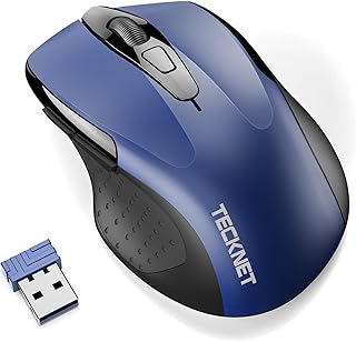 TECKNET Pro Wireless Mouse, 2.4G Ergonomic Optical Mouse, Computer Mouse for Laptop, Windows, Chromebook, 6 Button Mouse, 24-Month Battery Life, 4000 DPI, 6 Adjustment Levels, 36-Month Warranty