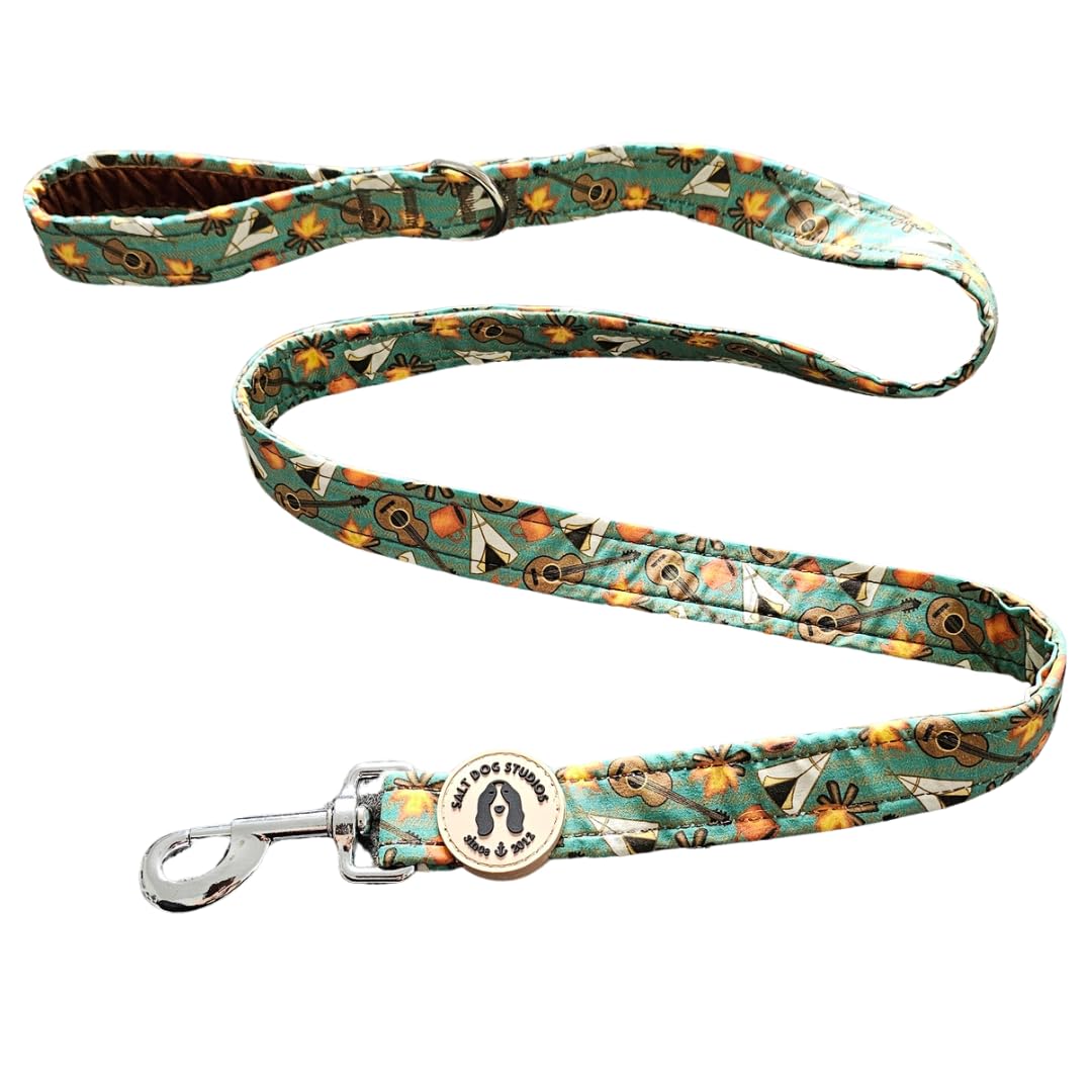 Adventure Dog Lead –Soft Velvet Handle Dog Lead for Small, Medium, & Large Dogs – by Salt Dog Studios (Mountain Camp Out, 1")