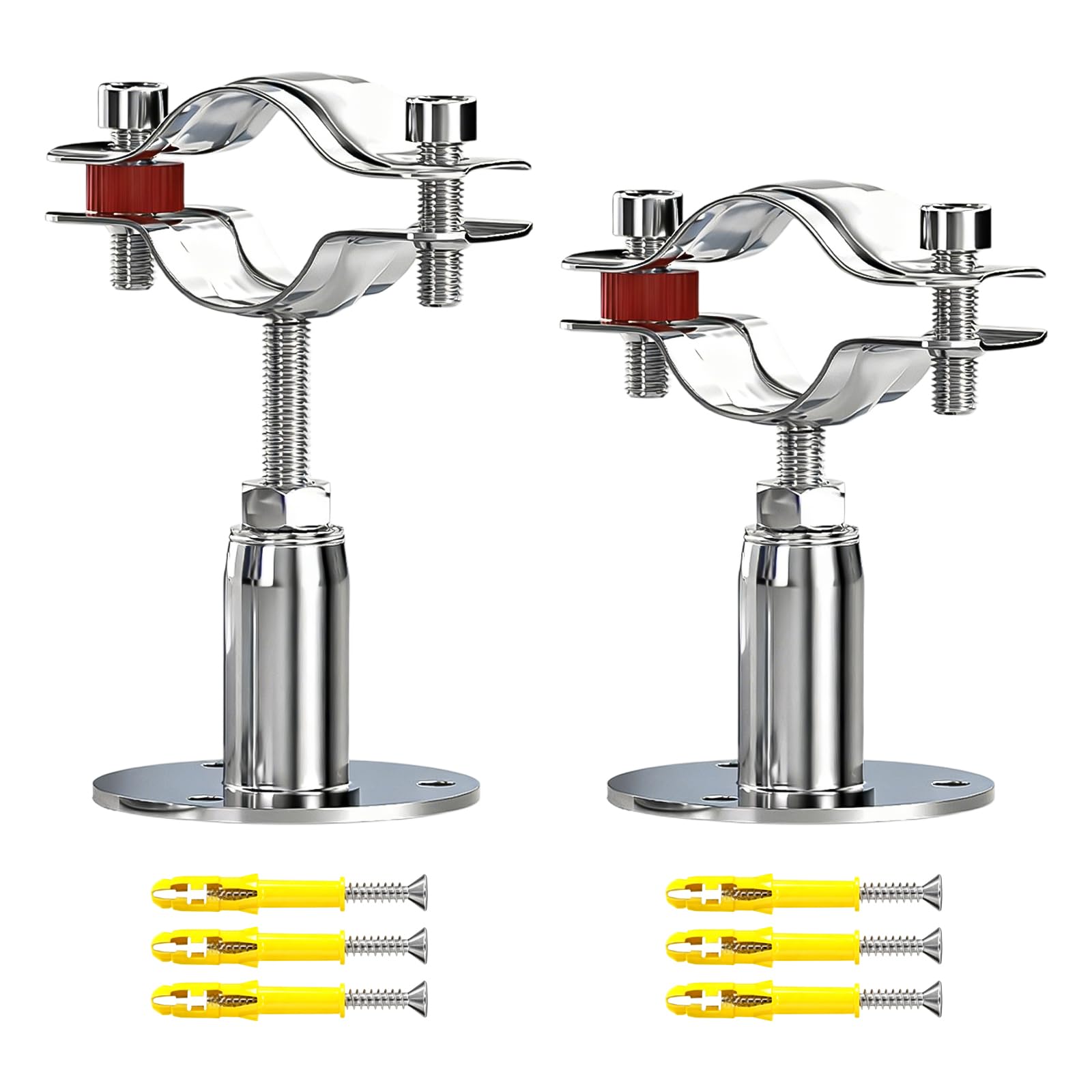 2 Pcs 304 Stainless Steel Pipe Clamp Hanger, Adjustable 50-100mm Pipe Support Bracket with Screws, for 80-89mm（3.14"-3.50"） Diameter Tube, Wall & Ceiling Mount Pipe Fastener