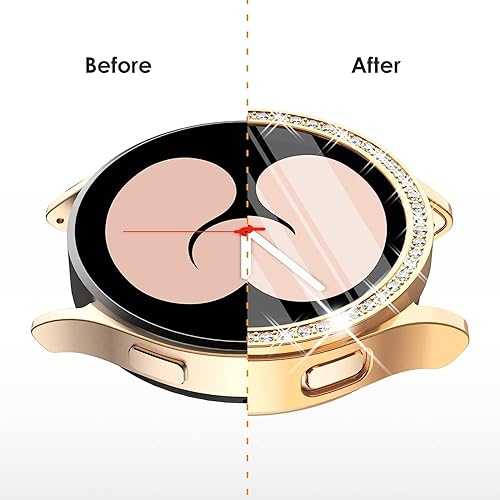 Miniatura 3 de [Paquete de 3] Funda para Galaxy Watch 5 Pro de 1.772 pulgadas, funda protectora con marco brillante compatible con Samsung Galaxy Watch 5 (oro