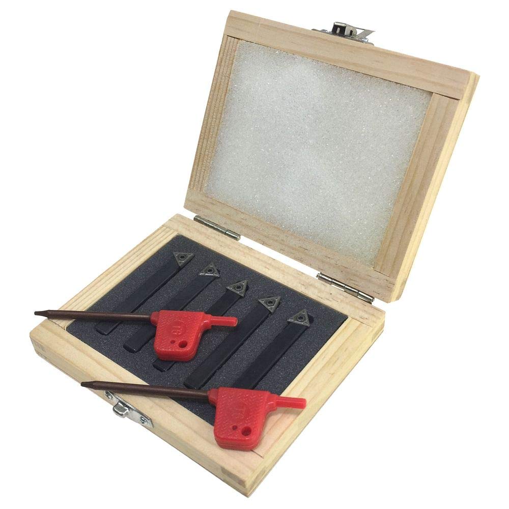 5 Piece 1/4 Mini Lathe Indexable Carbide Insert Tool Bit Set