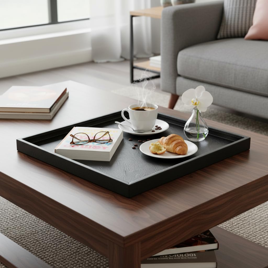 Amazon.com: QAVOL 25x25 Inch Square Ottoman Tray - Faux Leather