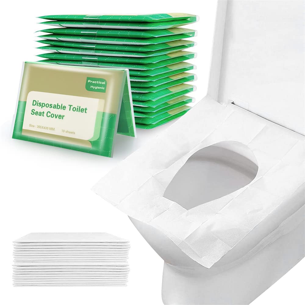 neotimely Toilet Seat Covers Disposable, 100 Pcs Flushable Paper Travel Toilet Seat Covers, Portable Toilet Seat Cover for Adults Kids Potty Training, 100% Biodegradable, Travel Essential Accessories
