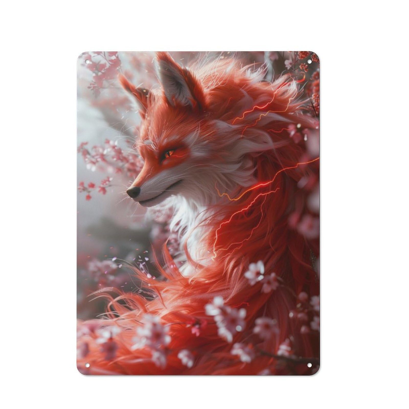 Junmoney Red Fox Fantasy Shed Metal Sign With Design 40X30cm, Vintage Porch Wall Decor For Patio Bar, Workshop, Shed Or Kitchen