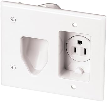 Eaton 35MRW-SP-L Recessed Multimedia Cable Wall Plate with Single Receptacle White