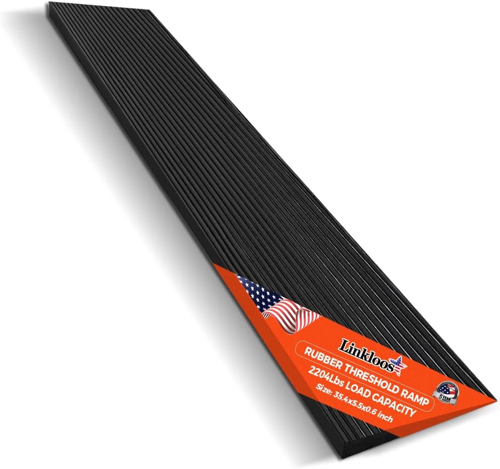 Photo 1 of  0.6" Rise Rubber Threshold Ramp for Doorways, (35.4" L x 5.5" W) Non-Slip Solid Rubber Wheelchair Ramp is Adjustable and Cuttable, Driveway Curb Ramps for Home, Bathroom, Sweeper 