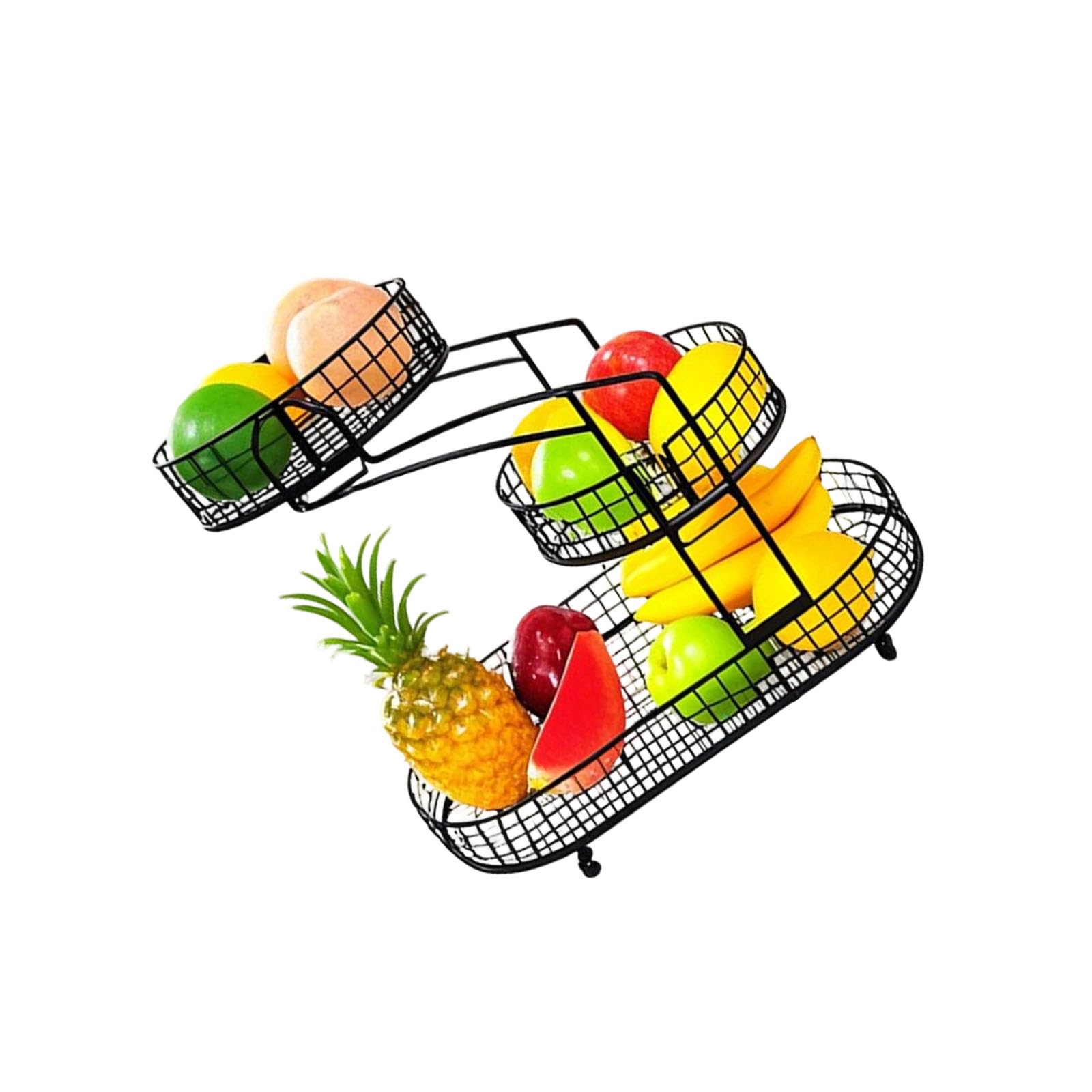Tsophreniq Black Sturdy Iron 3 Tiers Fruit Tray Removable Layer Fruit Display Stand For Easy Assembly Ideal For Home And Party Use Nonslip
