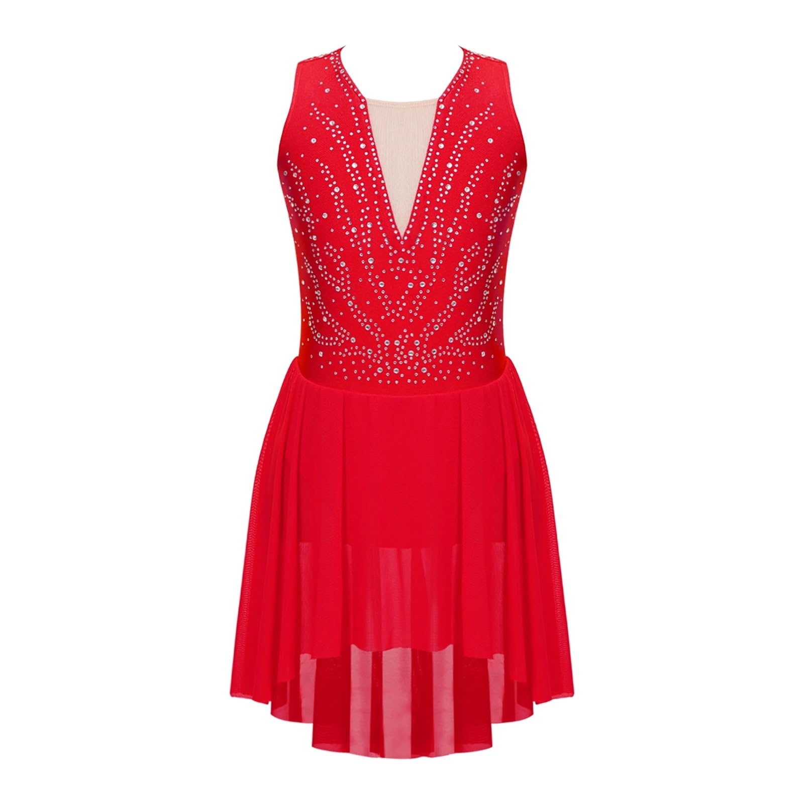 Vestido de Patinaje artístico con Diamantes imitación for niños, Traje Baile lírico, Gimnasia, Letard, Vestido Ballet, Ropa actuación
