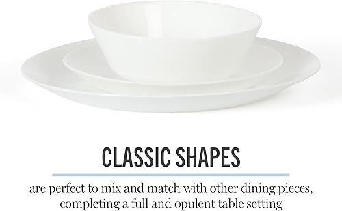 Miniatura 6 de Martha Stewart Opalton - Juego de vajilla de 18 piezas, platos y cuencos de vidrio de ópalo resistentes a astillamientos y roturas, juego de vajilla