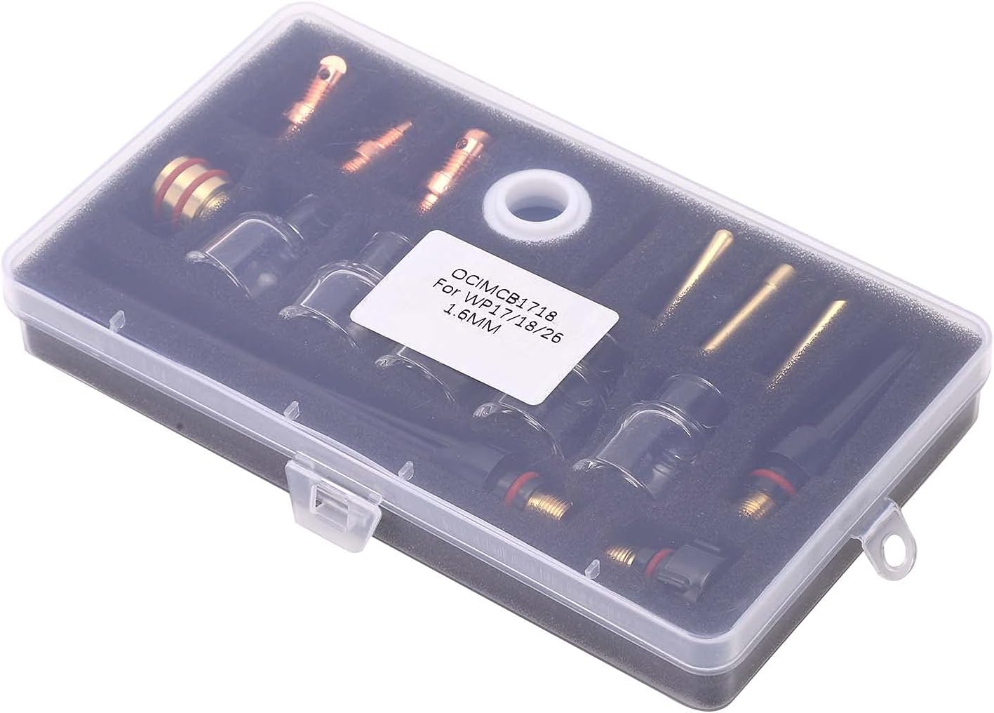 Professional Welding Torch Accessories Kit High Temperature Glass Nozzle Brass Cup Consumables Parts for WP17 WP18 WP26 Argon Arc Welding Gun with Tungsten Clamp Gun Tail S