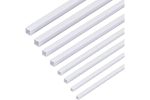 OLYCRAFT 40Pcs ABS Plastic Square Tube Hollow Square Bar Rods
