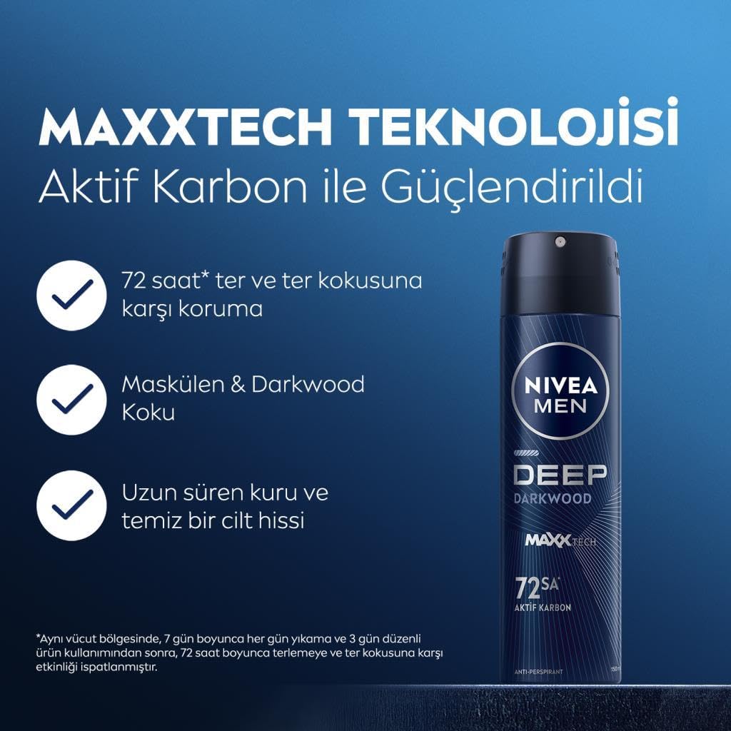 Nivea Men Deep Dimension Duş Jeli 500 ml + Sprey Deodorant 150 ml + Roll-On Deodorant 50 ml