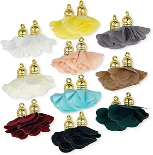 [MiYuffee] フラワー タッセル チャーム 春 花びら 27mm フリンジ 10色20個 カン付き ピアス イヤリング パーツ アクセサリー 素材