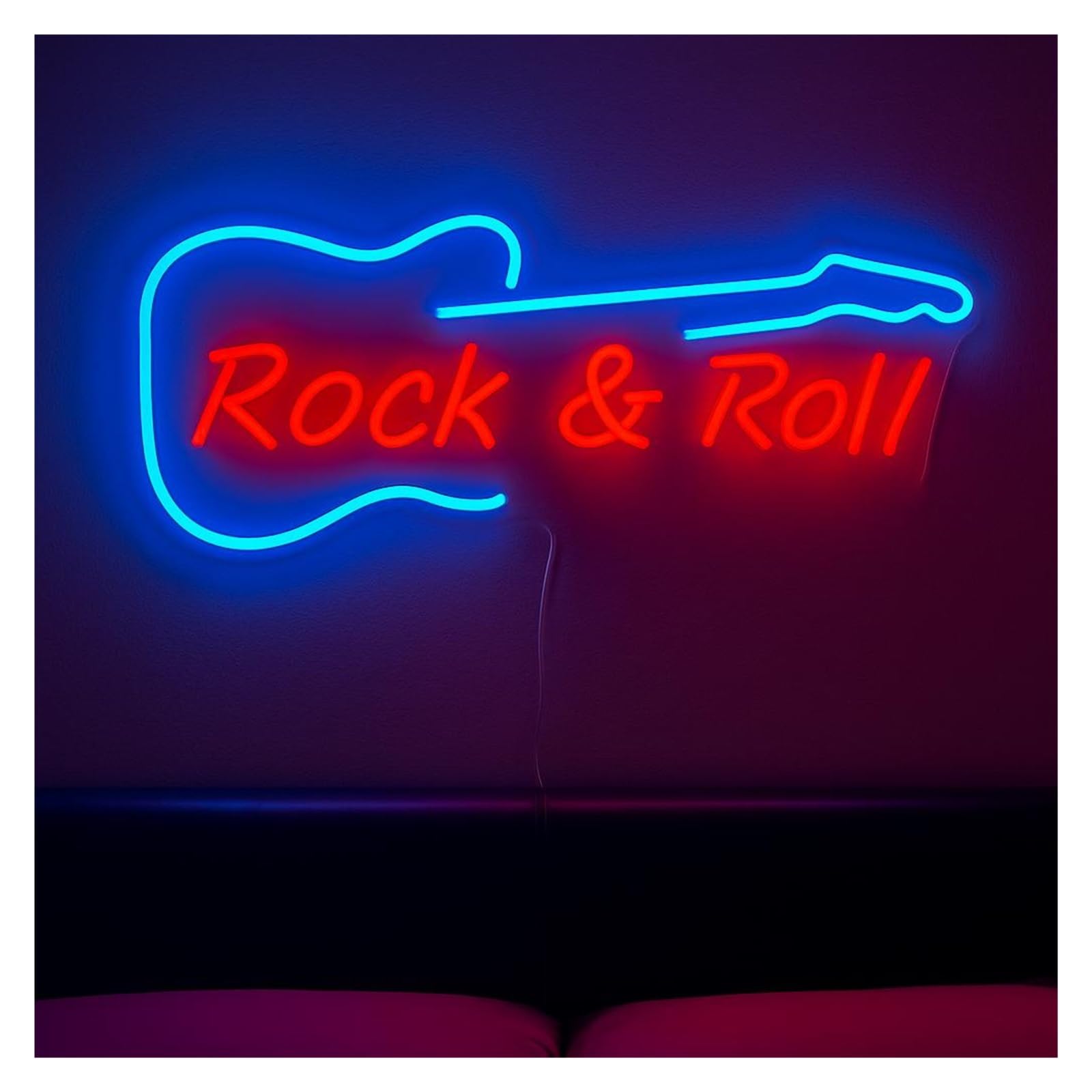 SHOUXI Sign Lamp Rock & Roll Neon Sign, Suitable for Music Room, Studio Wall Decor with Dimmable 55cm