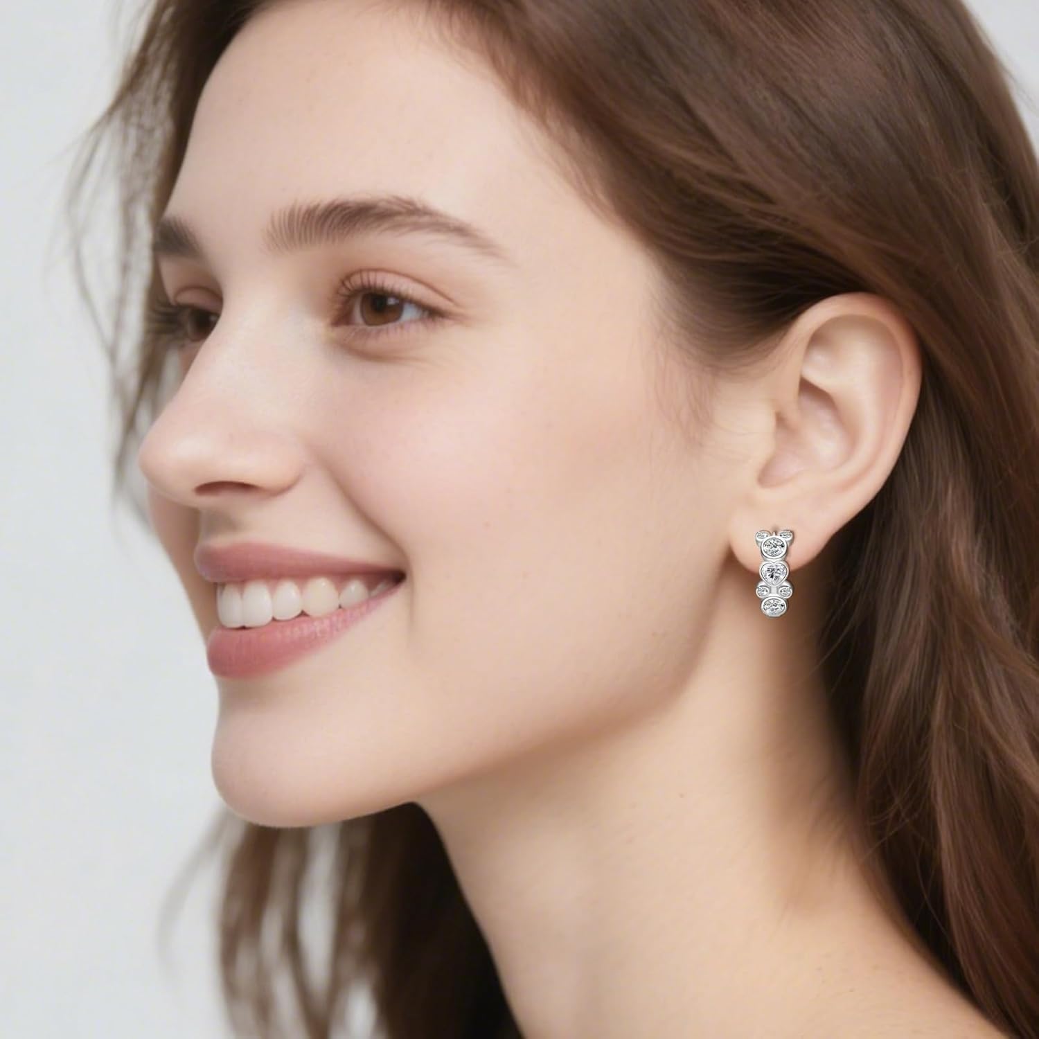 Mouse Earrings for Teens Women - Sterling Silver Cute Animal Heart Mouse Hoop Earrings Hypoallergenic Sparkle Cubic Zirconia Lightweight Lovely Huggie Loop Earring Adorable Gifts for Daughter Niece - Image 2