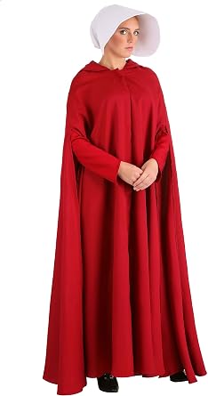 Adult Handmaids Tale Costume Womens, Hooded Red Cloak Robe Halloween Outfit