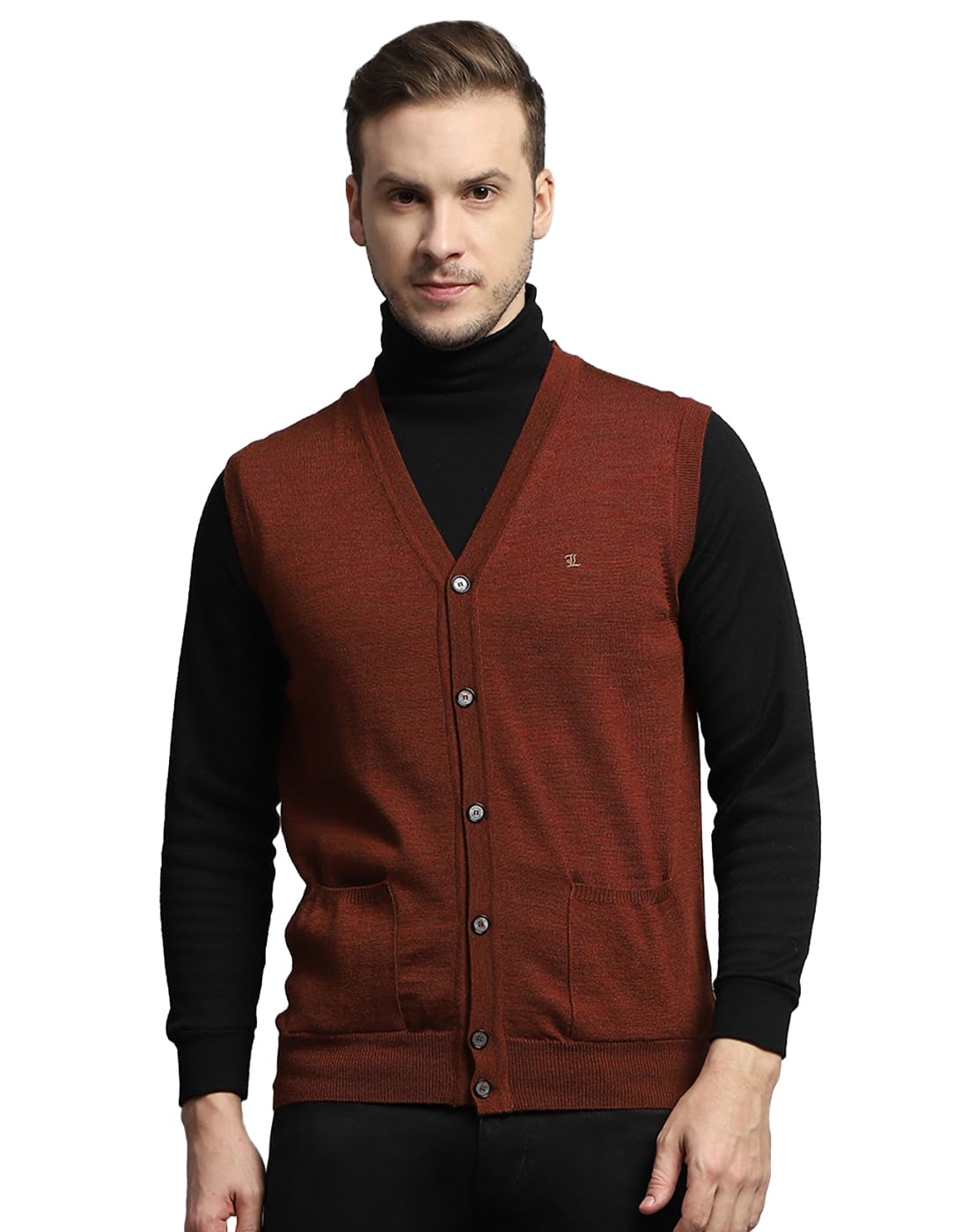 monte carlo Mens Regular Fit Sleeveless V Neck Cardigan | Warm Woolen Sweater for Men | Stylish Full Sleeve Knitted Cardigan | Soft Comfortable Winter Wear (Pack of 1)-picture-16