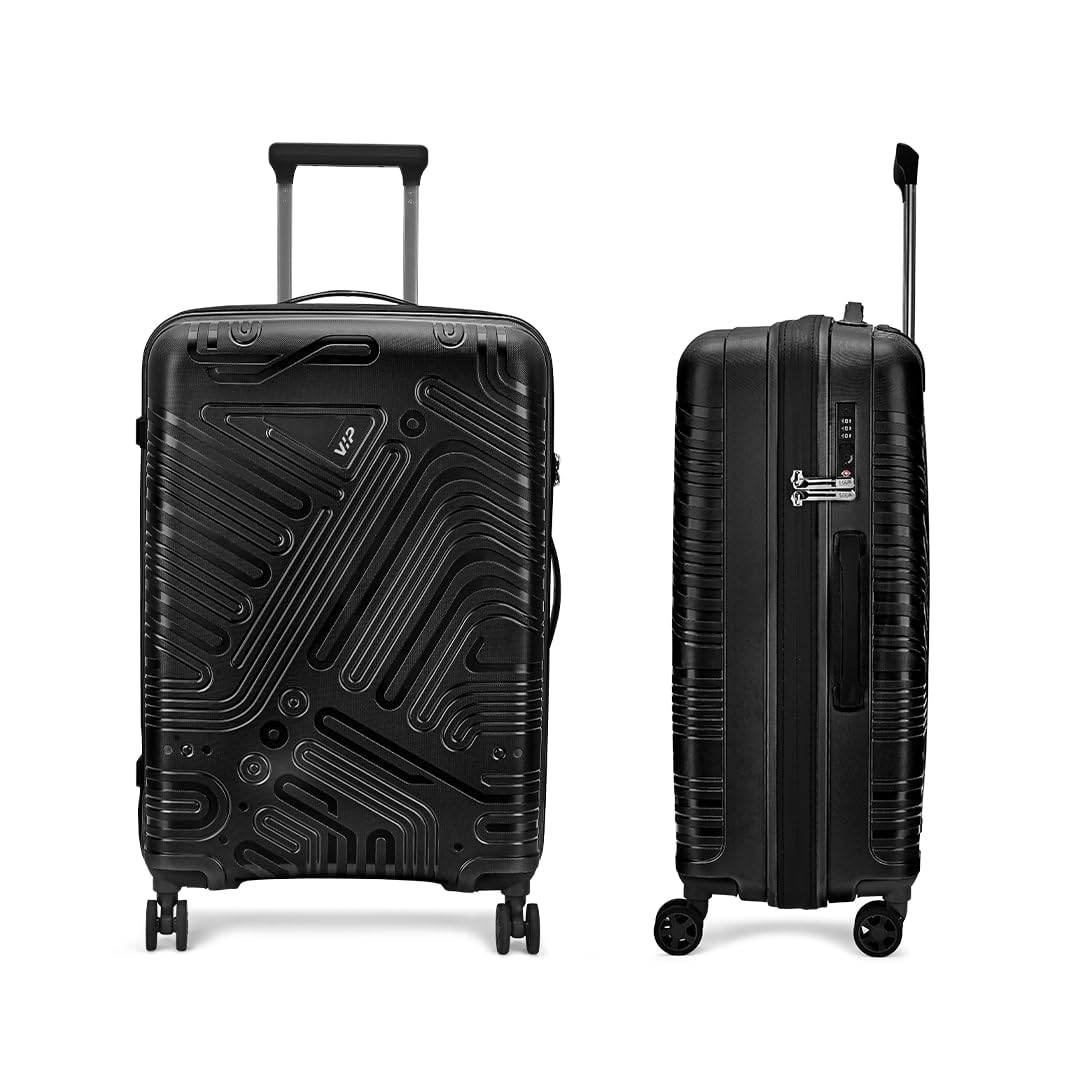 ION Hardside Spinner Luggage Trolley, Lightweight PP Shell Suitcase, Flushed TSA Lock, 8 Wheels, Water Repellant Zipper (Black, Medium)-image-27