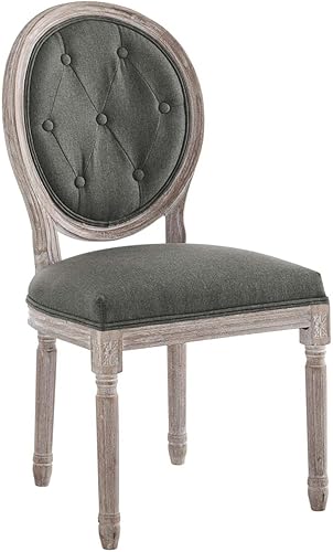 Modway Silla de comedor de tela tapizada vintage francesa Arise en gris natural