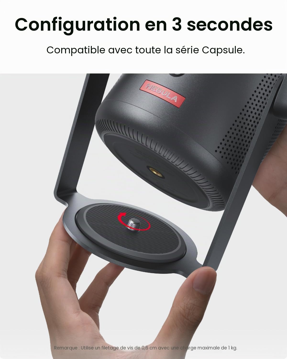 Anker Nebula Support de stabilisateur pour projecteurs Capsule | Angle de vue réglable vertical et horizontal de 0 à 360 degrés, installation facile en 3 secondes, pour la série Capsule