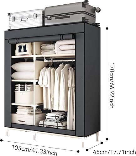 Miniatura 4 de Armario portátil duradero y fácil de montar, resistente con cubierta de tela no tejida, lo mejor para dormitorio y fácil almacenamiento y