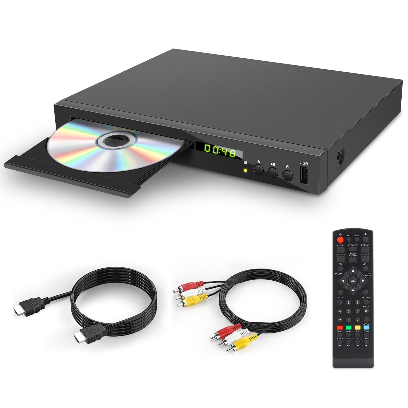 Blu-ray Player for TV, Compact HD Blu Ray DVD Player Play Multi Region DVDs and Region 2 BluRay DVD Players, Support USB Flash Drive, Zone 2 BluRay Disc Player with HDMI AV Coaxial Output (3-Pin Plug)