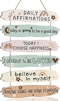KAIRNE Health Coping Skills Decor,School Counseling Office Wall Art,Boho Positive Daily Affirmations Wooden Plaques,Calming Corner Sign,Classroom Must Have Counselor Gifts for Kids Playroom Decor