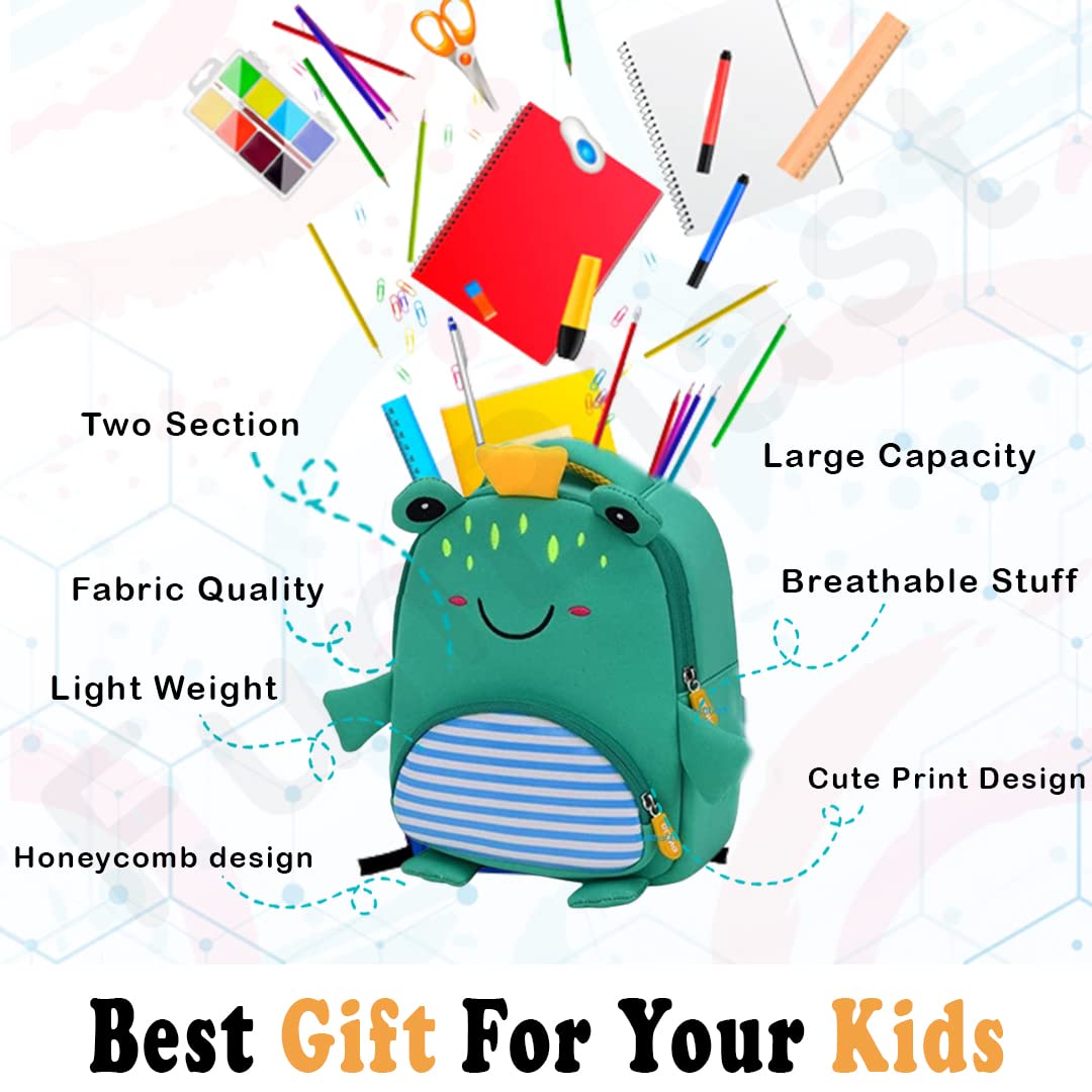 FunBlast Cute Frog Print Shoulder Bags for Kids Cartoon Bags - School Bags for Preschooler, Small Bags for School, Picnic, Travelling for 2 to 6 Years old Kids-Multicolour - Image 5 thumbnail