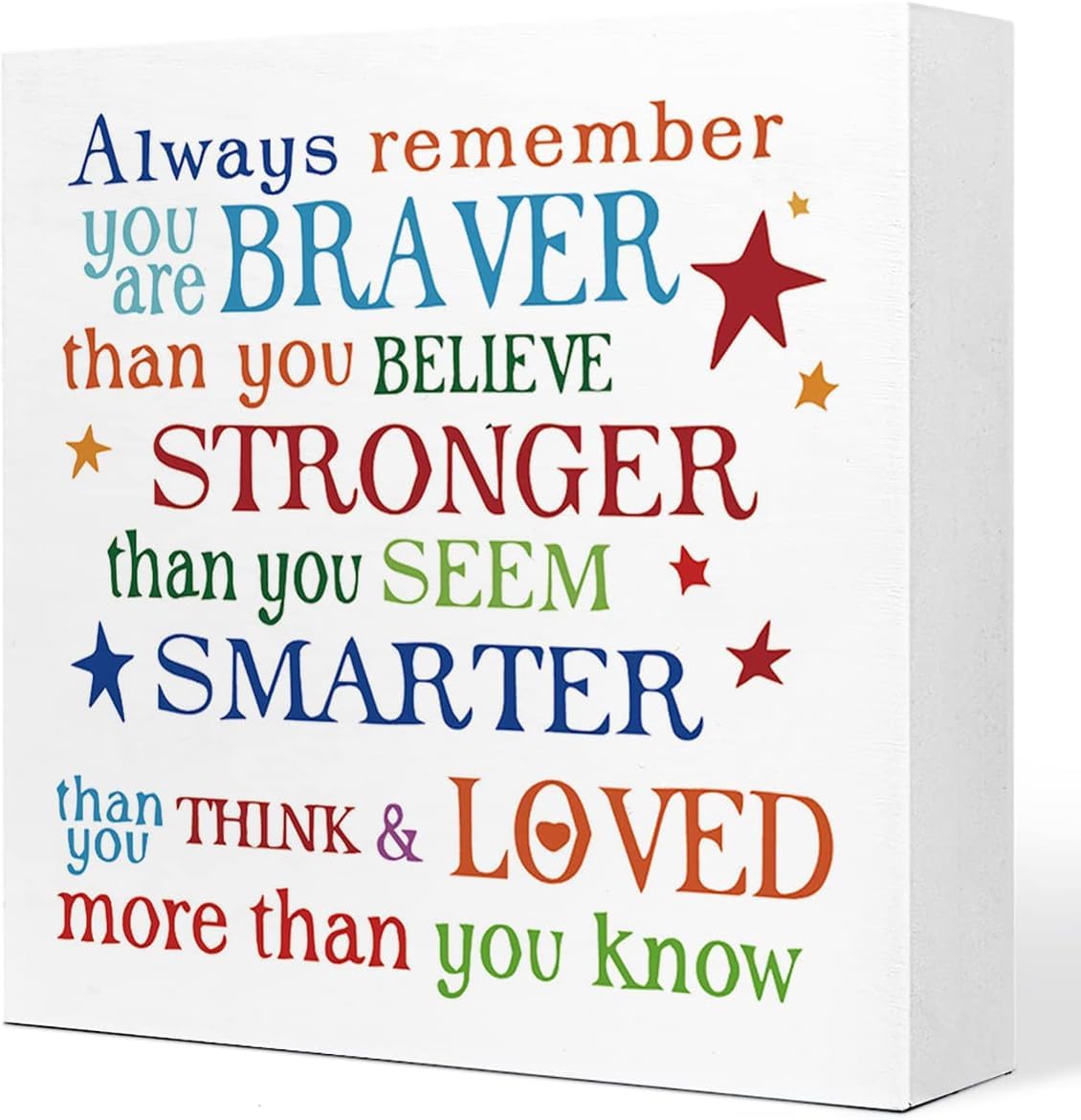 Inspirational Box Sign 5x5 Inch Colorful Quote Wood Decor