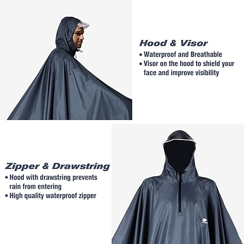 Miniatura 3 de Anyoo Poncho de lluvia impermeable para bicicleta, capas de lluvia, ligeras, compactas, reutilizables, para adultos