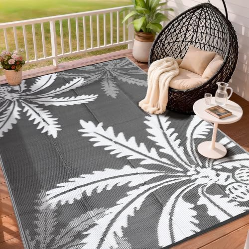 Garvee Waterproof Outdoor Rug 5x8 for Patio, Reversible Modern Area Rug, Large P