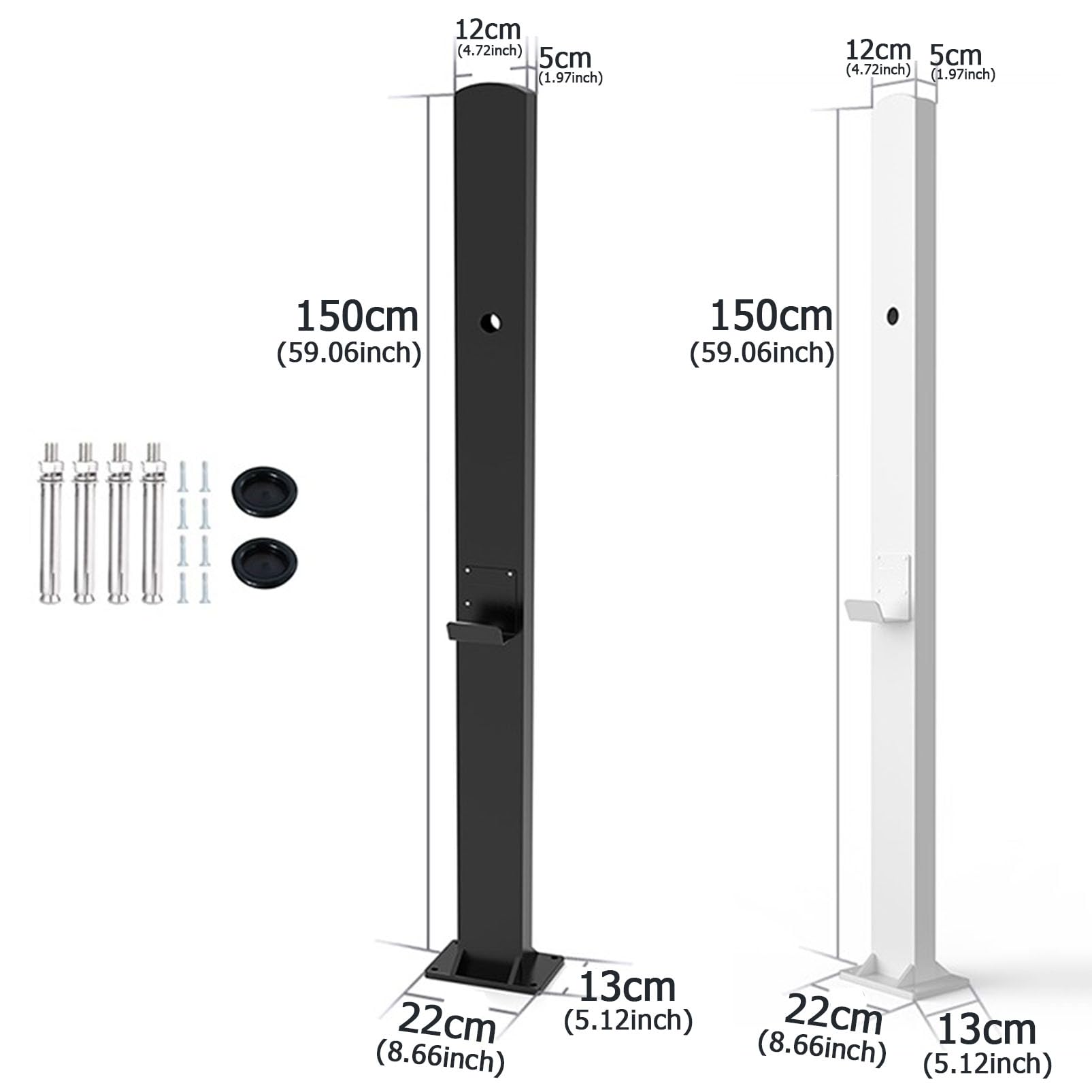 EV Charger Connector Pedestal Base - Electric Car Charging Station Stand with Cable Hook for Indoor and Outdoor Use - Organizer Charging Pillar and Holder
