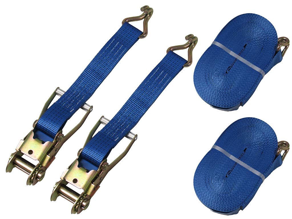 Secure Fix Direct Blue Tie Down Ratchet Straps 5T 50Mm 8M X2 (Cargo Lashing Rack Load J Claw)