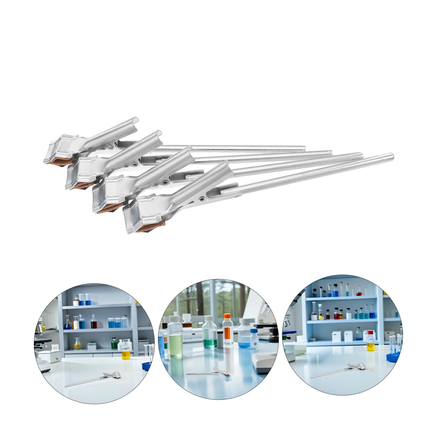 Amosfun Pince Expérimentale en Fer Argenté Résistante la Chaleur pour Tubes à Essai, Flexible à Utiliser, Lot de 4 Pièces pour Travaux Expérimentaux en Chimie