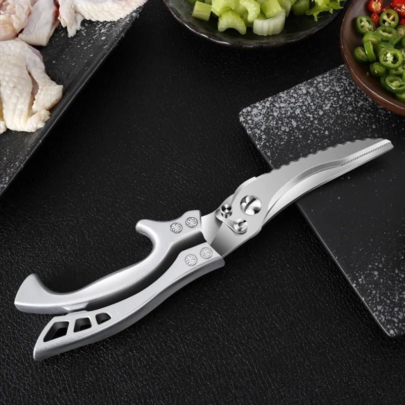 Kitchen Scissors, Multifunctional Chicken Bone Scissors Stainless Steel Kitchen Scissors Meat Chicken Fish Vegetables Scissors, BBQ Kitchen Tool(Color:No Box)