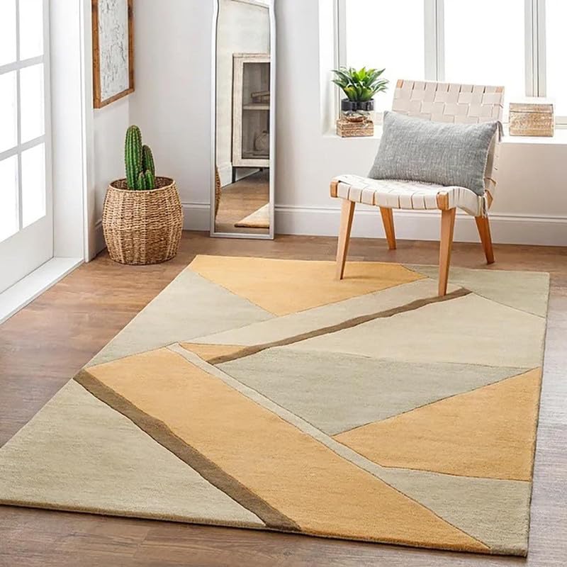 Image of Embossed Handmade GH Wool Thick Geometrical Carpet is a Stylish and Practical Addition to Any Living Room 8X12