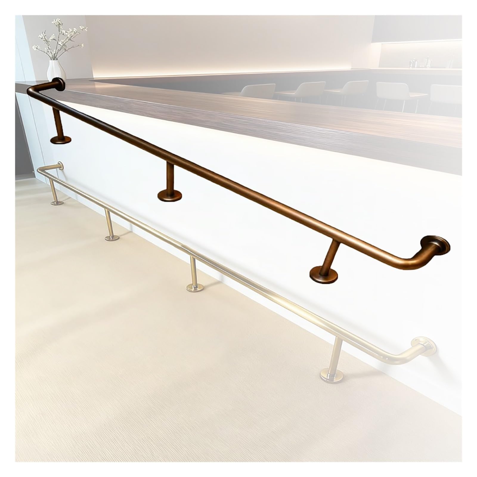 Repose-pieds de bar en acier inoxydable poli pour comptoir intérieur et extérieur