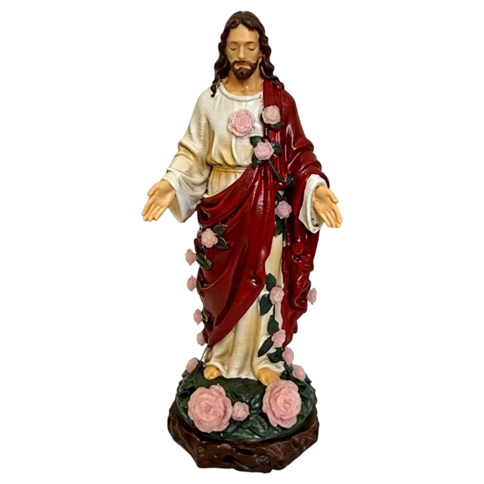 Resin Catholic Sculpture Decorative Sacred Heart Religious Sculpture Hand Painted for Home Decorations Christian Prayer Altar Gift