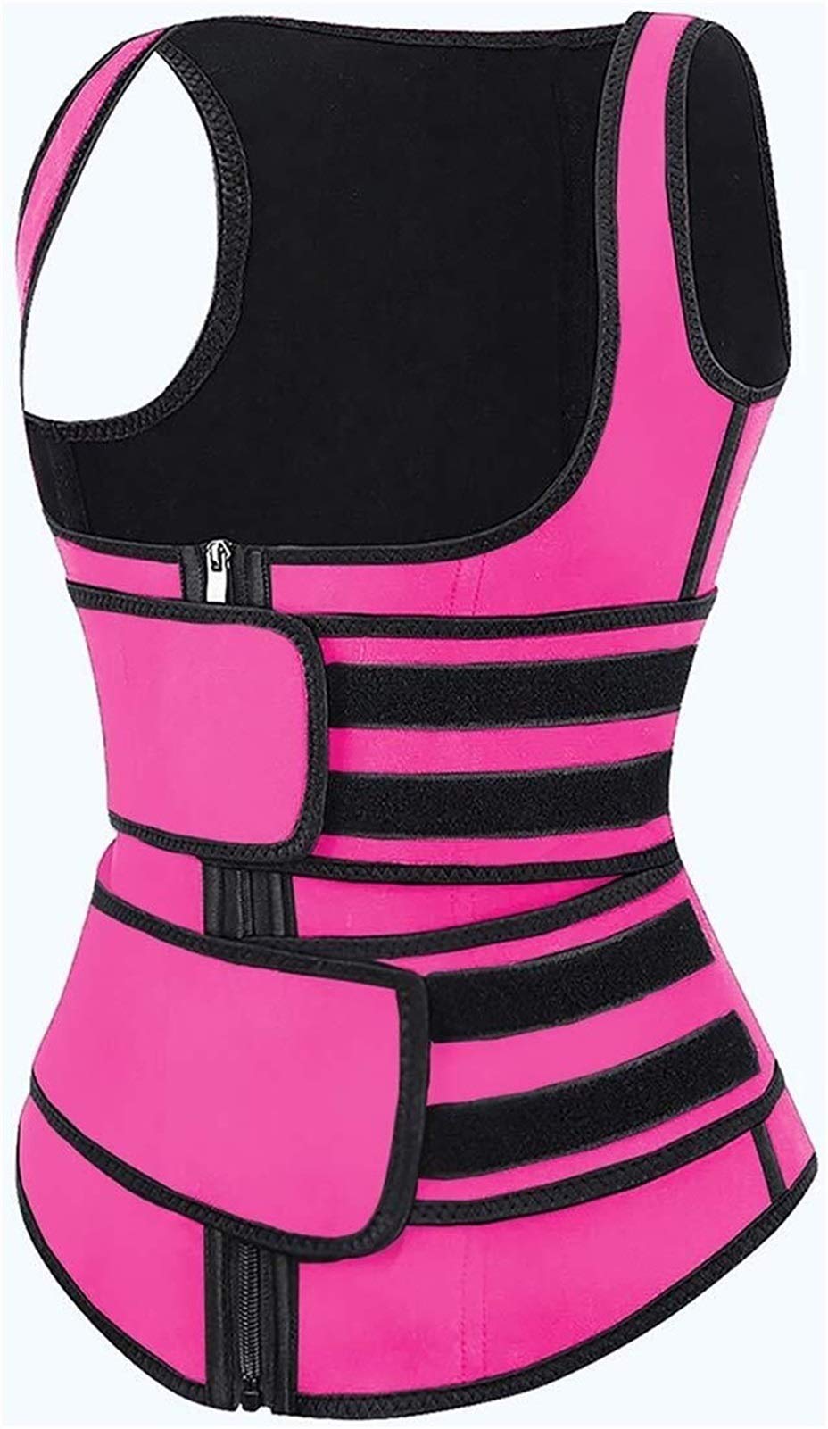 Damen Sauna Schweiß Weste Zipper Anzug Neopren Korsett Fitness Shapewear Kompression Taille Trainer Top Körperformer Für Workout Saunaanzug(Pink,XXL)