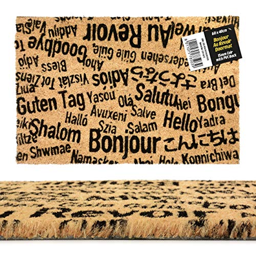 CKB LTD® BONJOUR, AU REVOIR Novelty DOORMAT Unique Doormats Front/Back