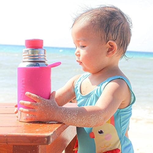 Miniatura 6 de Pura Botella deportiva aislada de 18 onzas  18.6 fl oz con funda deportiva y parte superior deportiva de silicona de boca grande, acero inoxidable,