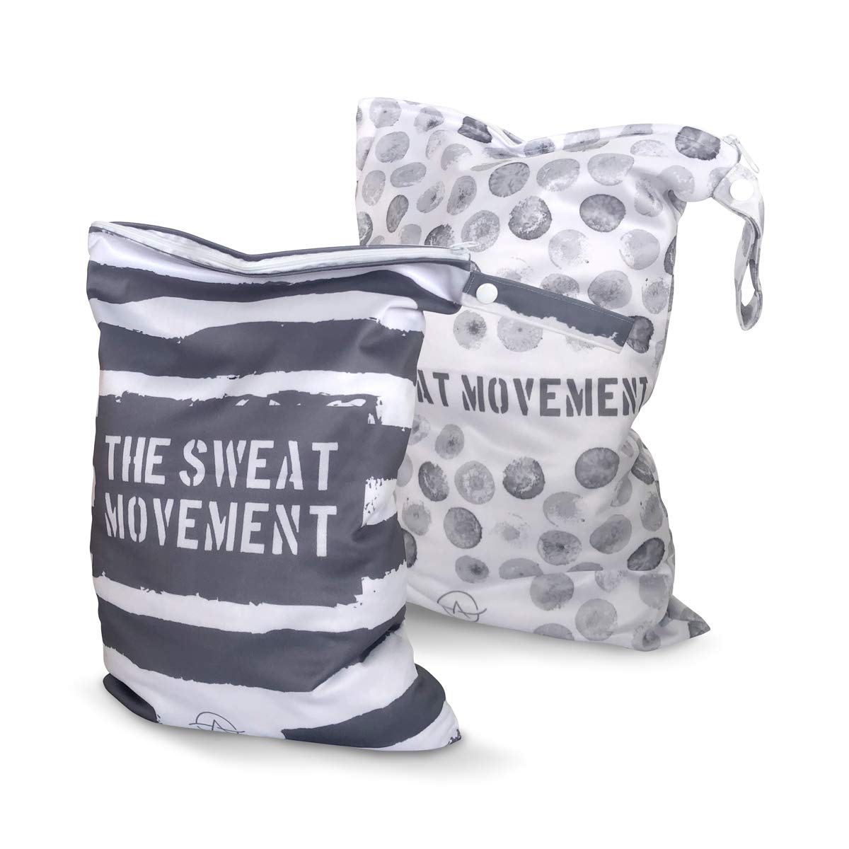 ALVES YOGA 2pcs Washable/Reusable Wet Bags, Waterproof Wet Dry Gym Clothes Bags for Swimsuits or Wet Clothes ? Wet Swimsuit Bag (Gray & White)