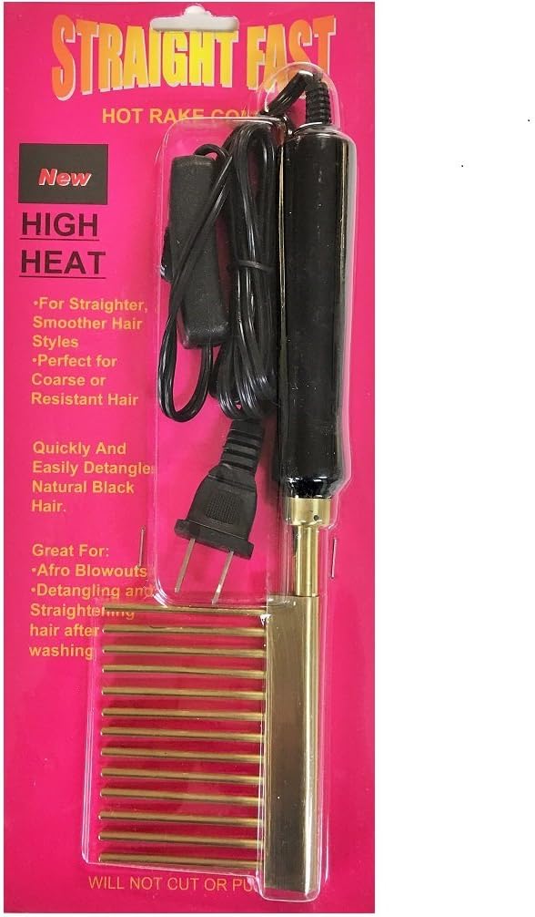 Straight Fast High Heat Rake Comb, Brass