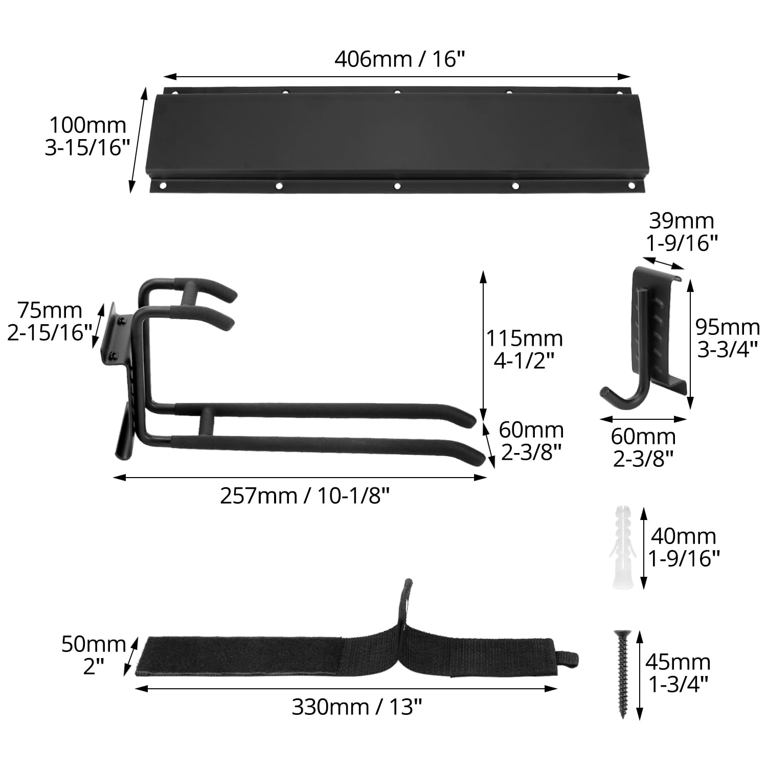 QWORK® 64" Heavy-Duty Garden Tool Rack With 32 Adjustable Hooks - Wall