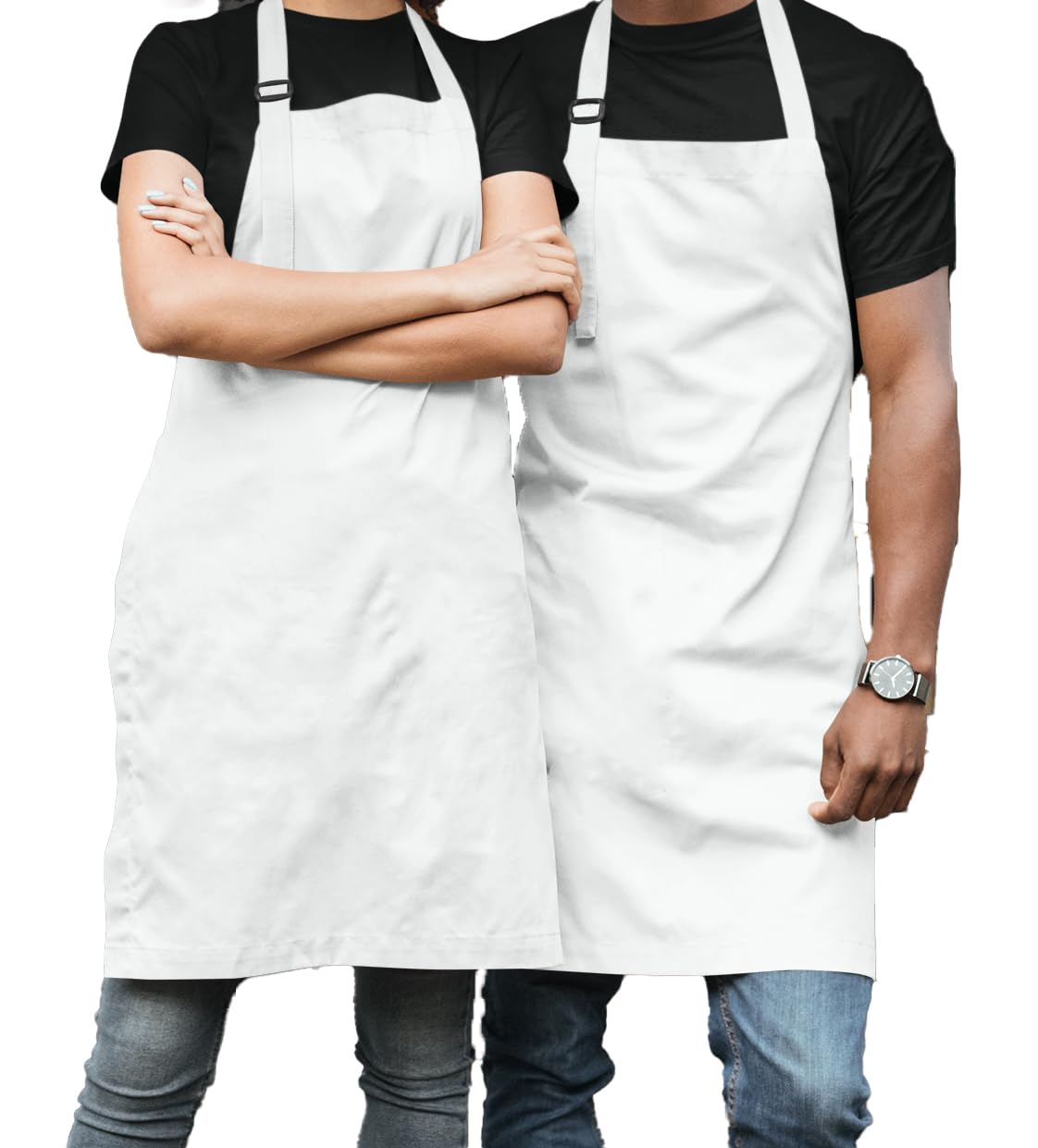 Morefaz 2 or 1 Pack Unisex Adjustable Apron Cooking Kitchen Chef Women Men Aprons for Home Kitchen, Restaurant, Coffee house Cotton White