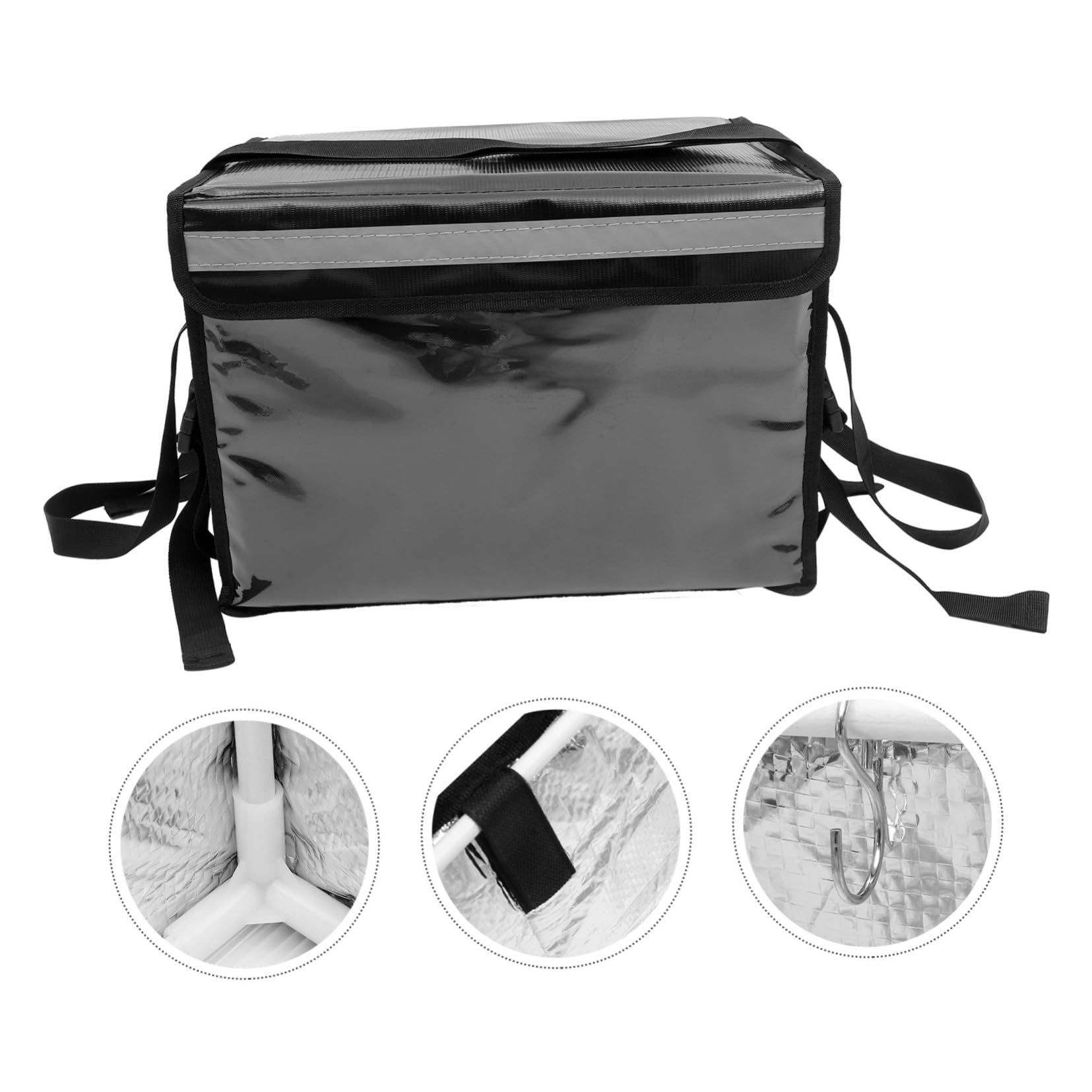 Ciieeo Caja de Aislamiento Térmico de 32 L en Nylon Negro para Reparto | Conservación del Calor, Diseño Ligero, Uso Exterior y Compras, Formato para Llevar