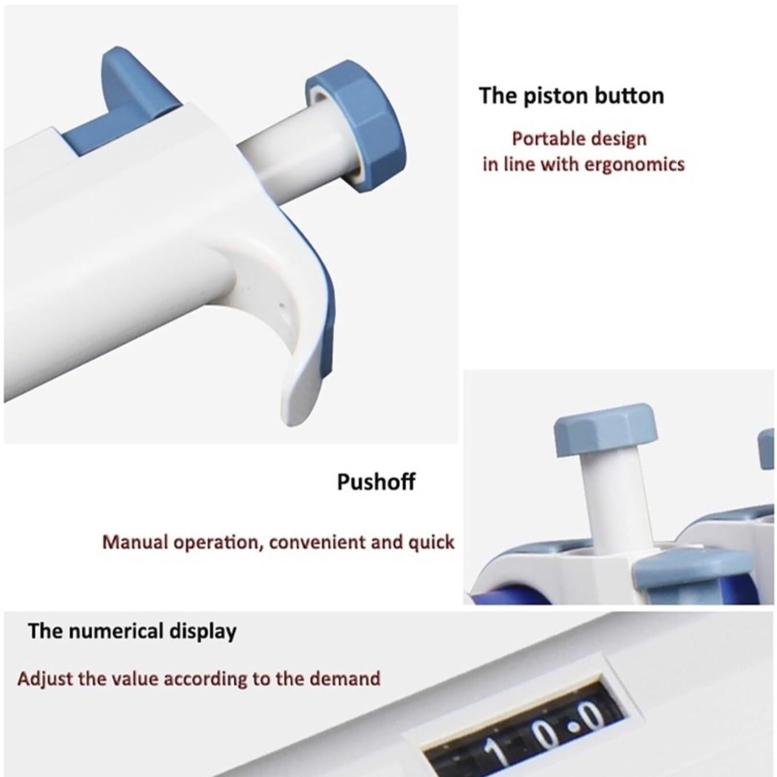 Pipeta Dispensador Digital De Inyección Muestra Micropipeta, Pistola Pipeta Laboratorio Ajustable Un Solo Canal para laboratorio(500-5000ul)