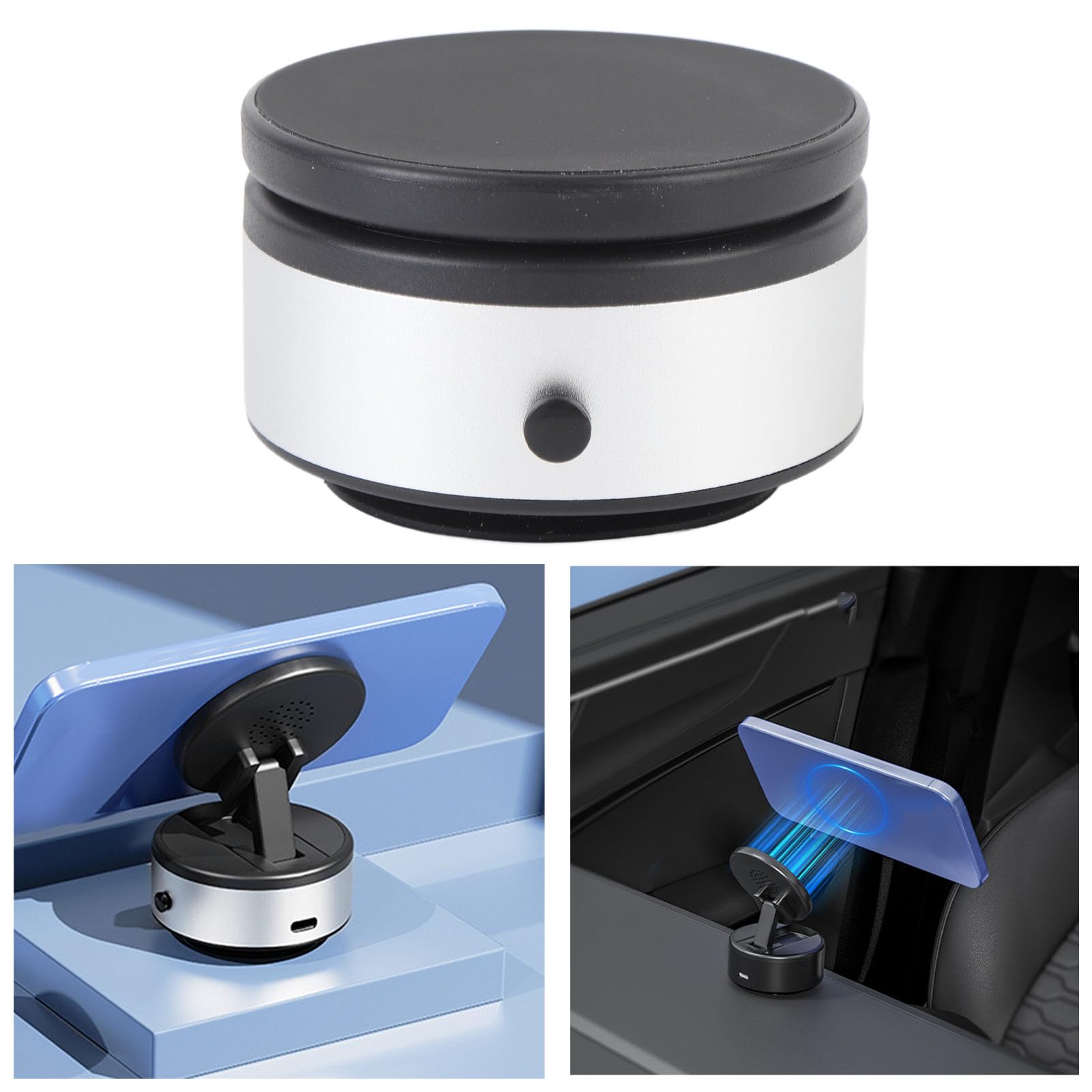 Supporto magnetico elettrico per telefono, con stabile adsorbimento magnetico, per cruscotto dell'auto (argento)