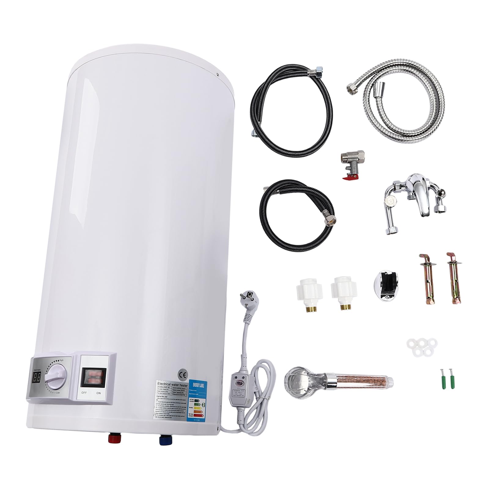 Caldaia elettrica per acqua calda, scaldabagno elettrico, scaldabagno, kit per il bagno, montaggio a parete, anticalc smaltato, serbatoio per acqua calda, 220 V (50 L)
