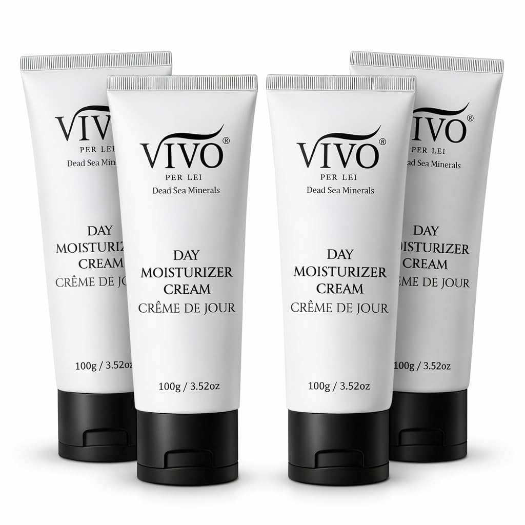 Vivo Per Lei Dead Sea Day Cream - Face Moisturizer for Women - Moisturizing, Hydrating, Non Greasy - 3.4 Fl. Oz. - Pack of 4